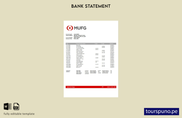 listo para imprimir plantilla de word   extracto bancario de Japón Mufg